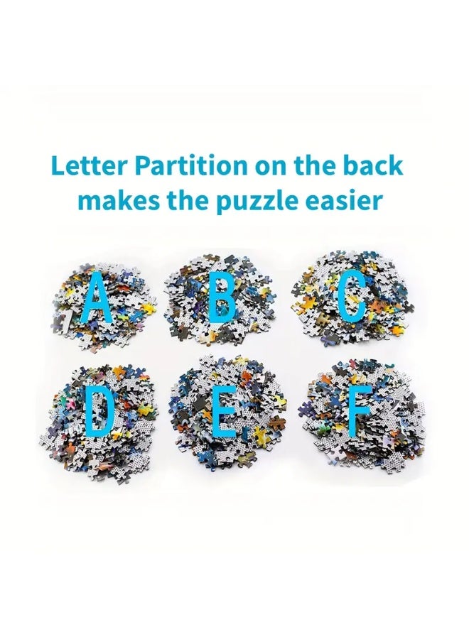 لغز كبير 1000 قطعة – مقاس 70×50 سم، لغز فني باللون الأبيض لتزيين المنزل والمقهى، يساعد على الاسترخاء وتنشيط العقل، مقاوم للماء والخدوش، هدية مثالية ل، رأس السنة، عيد الشكر، عيد الفصح ولمّ شمل العائلة - Image 4